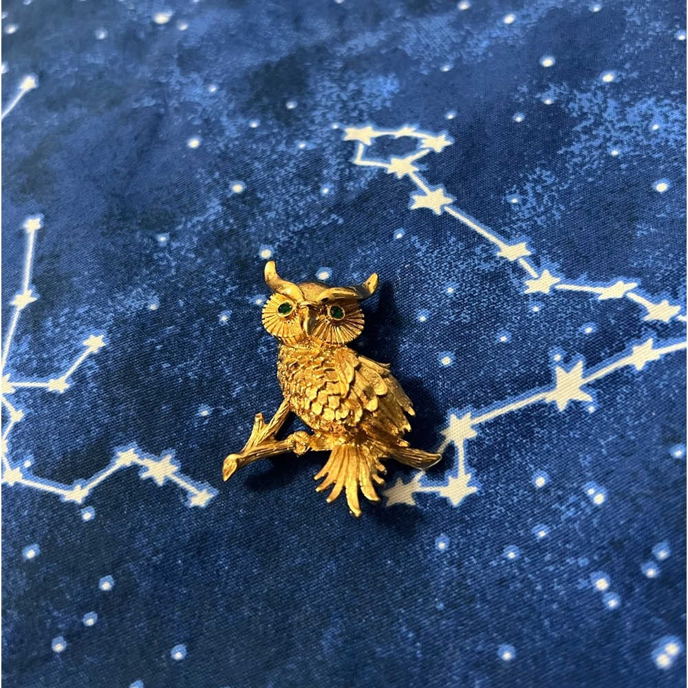 LAST CHANCE! VINTAGE Gold Monet Owl Lapel Pin Brooch